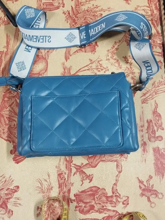 Steve Madden Blue Quilted Crossbody with Branded Strap - Picture 2 of 6